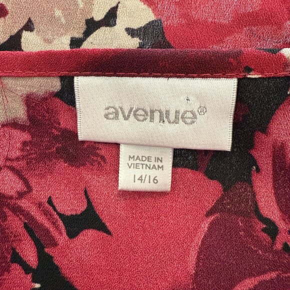 Avenue Women’s Sheer Cardigan Red Tan Chiffon Kimono Tunic Plus Size 14/16 - Picture 3 of 6